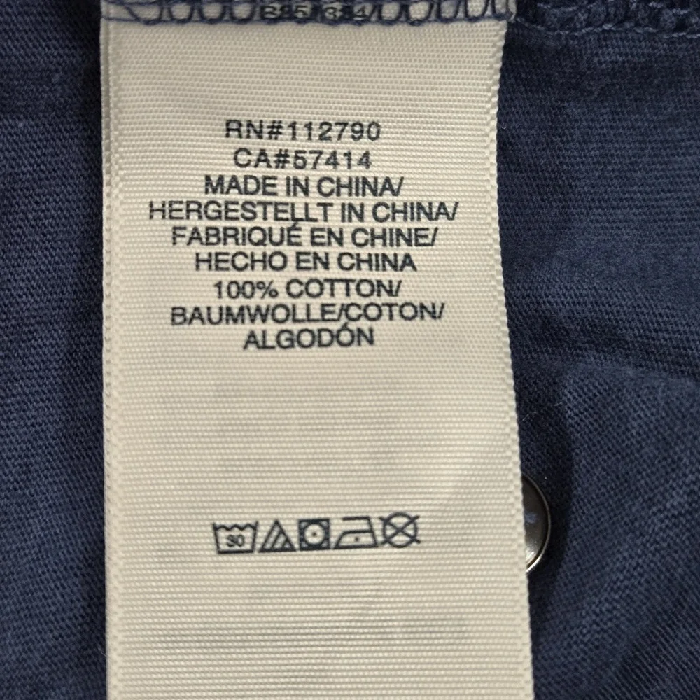 True Religion Men Shirt M/M Blue Henley Button Logo Long Sleeve